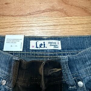 lei Chelsea Lowrise Boot Cut Jeans in Dark Stone Blue